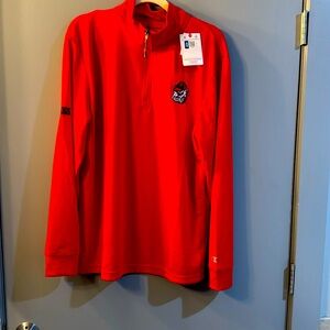 Champion Unisex Red UGA M long sleeve pullover w/zipper Bright Red-lighting bad